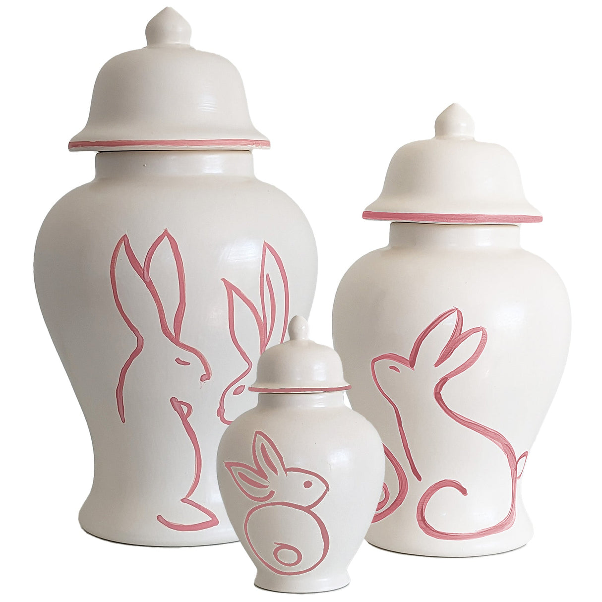 Brushstroke Bunnies Ginger Jars in Pink