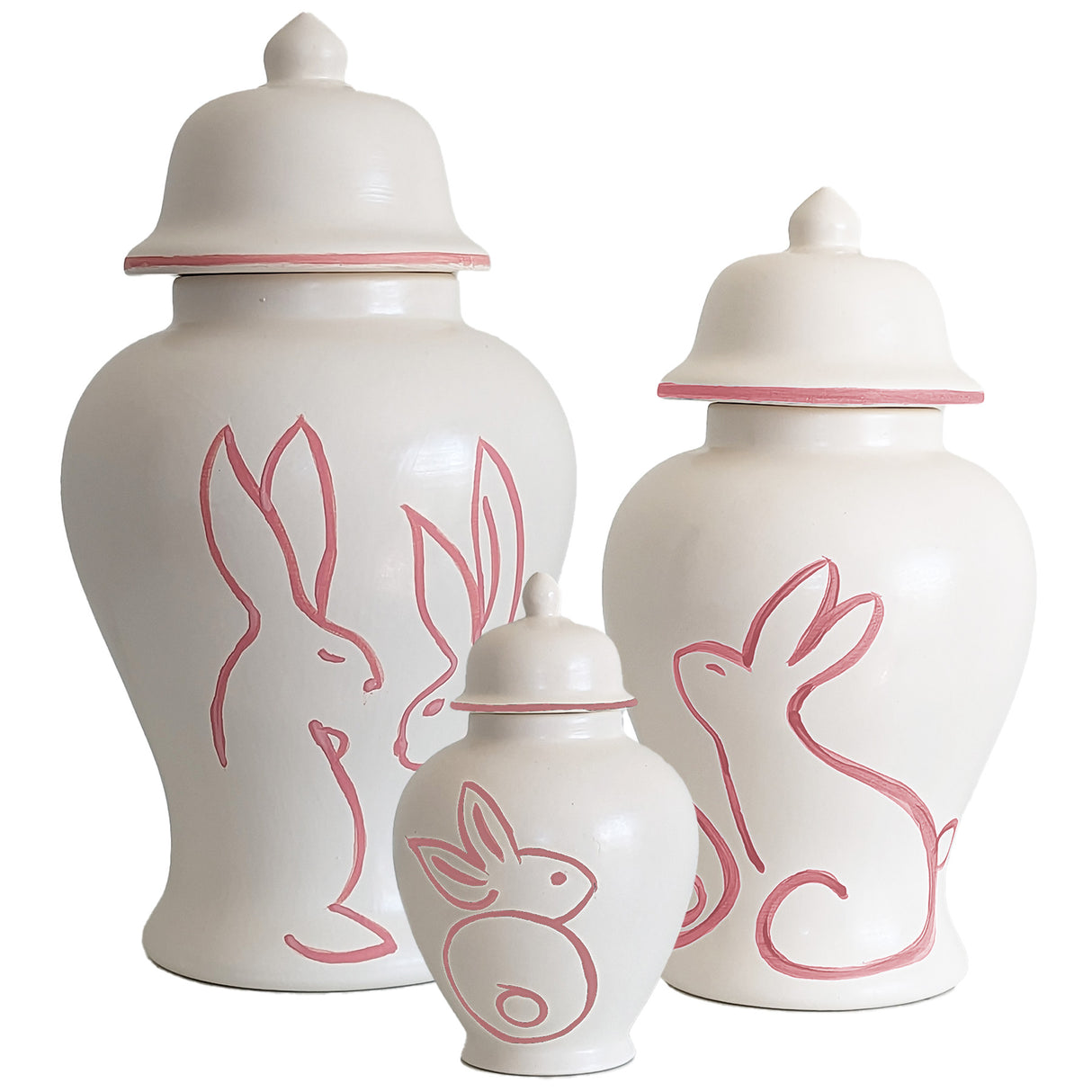 Brushstroke Bunnies Ginger Jars in 4 Colors | Wholesale