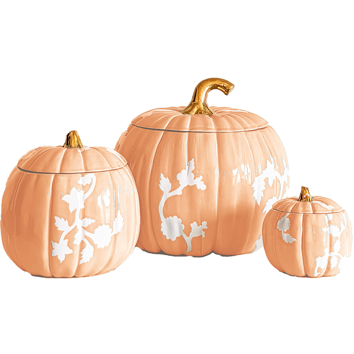Chinoiserie Pumpkin Jars with 22K Gold Accents in 13 Colors | Wholesale