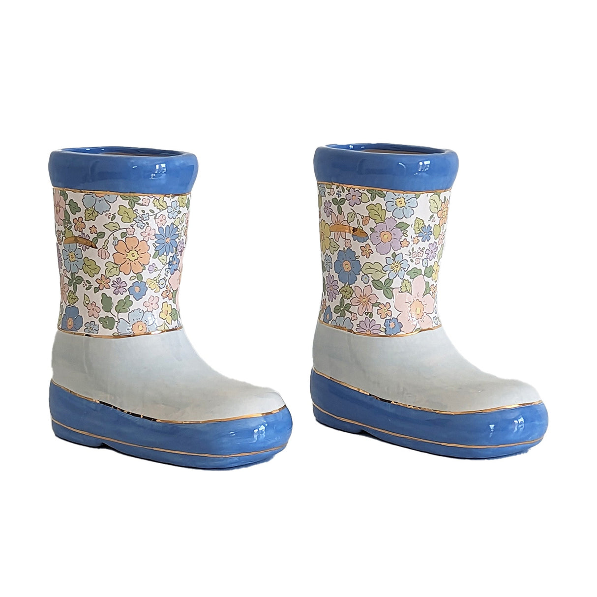 Flower Field Rain Boots Vases (Set of 2)