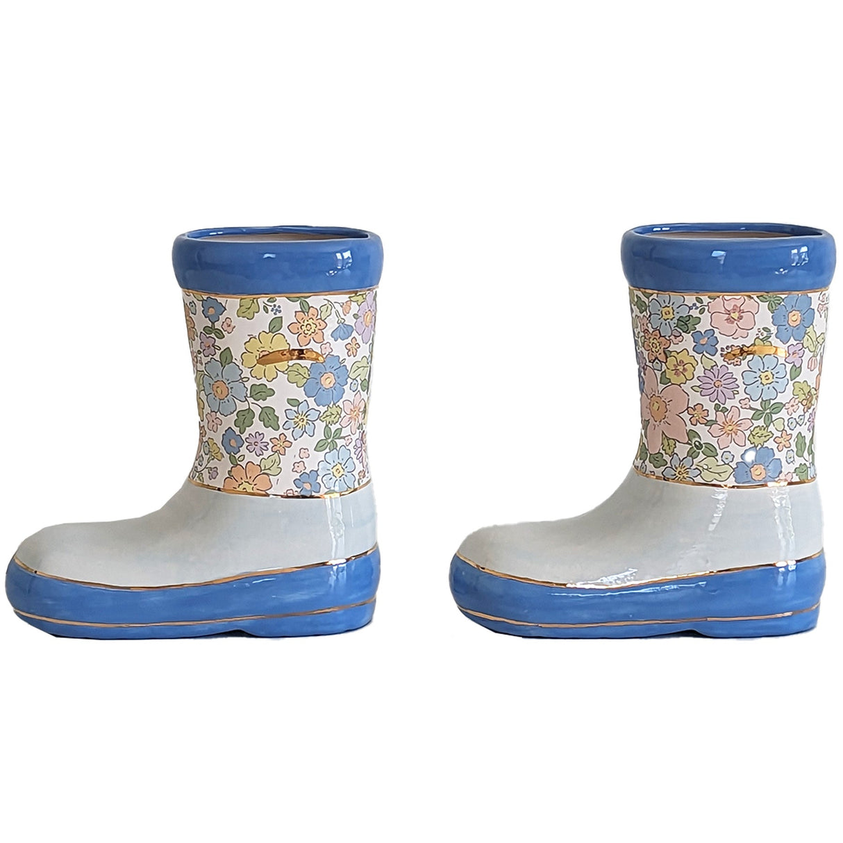 Flower Field Rain Boots Vases (Set of 2)