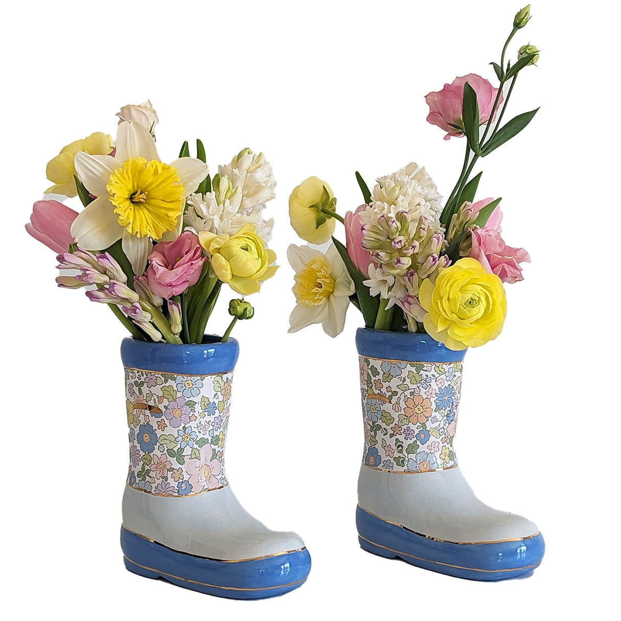 Flower Field Rain Boots Vases (Set of 2)