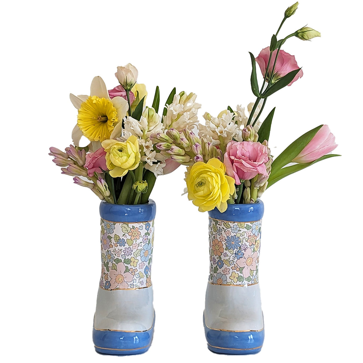 Flower Field Rain Boots Vases (Set of 2)