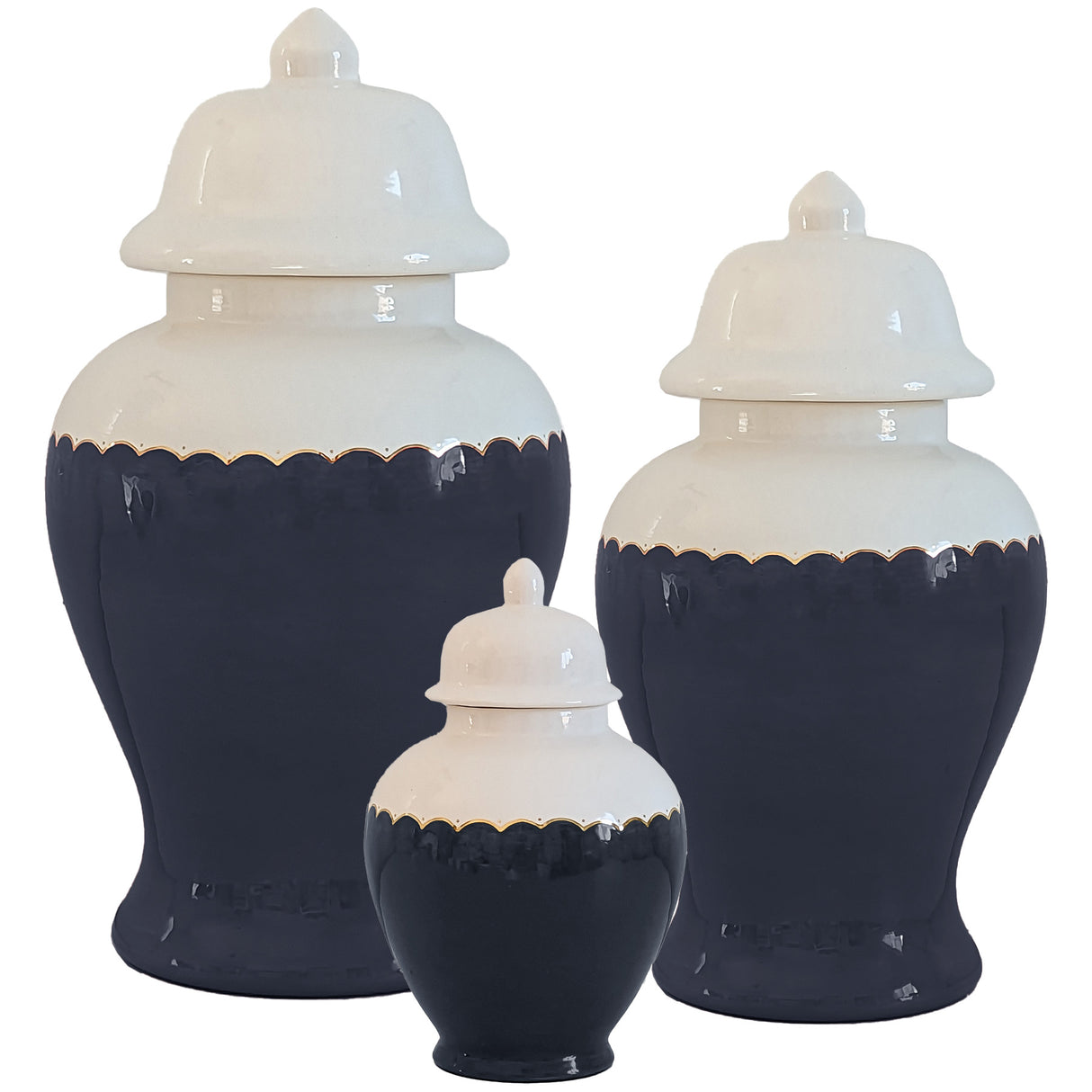 Scalloped Color Block Ginger Jars in 10 Colors | Wholesale
