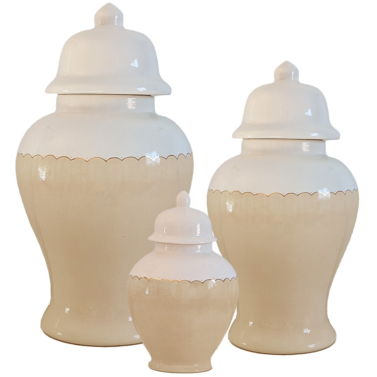 Scalloped Color Block Ginger Jars in 10 Colors | Wholesale