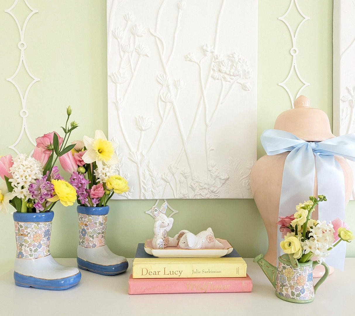 Flower Field Rain Boots Vases (Set of 2)