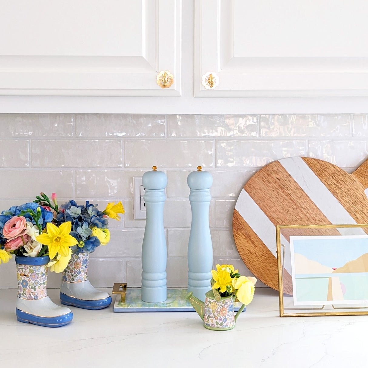 Flower Field Watering Can Bud Vase
