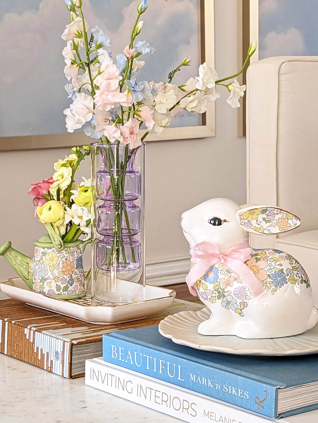 Flower Field Watering Can Bud Vase