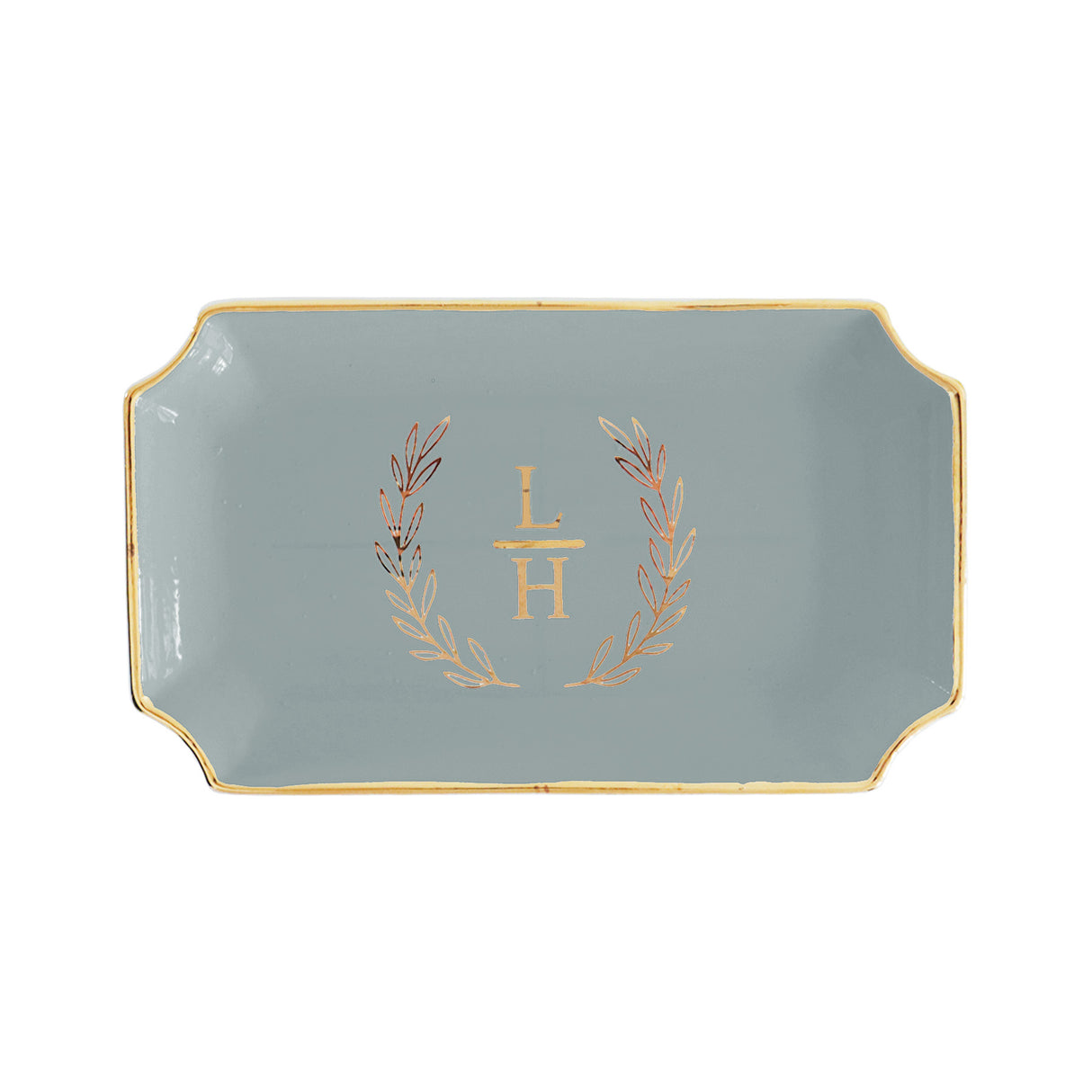 Laurel Wreath Monogram Trays with Gold Accent