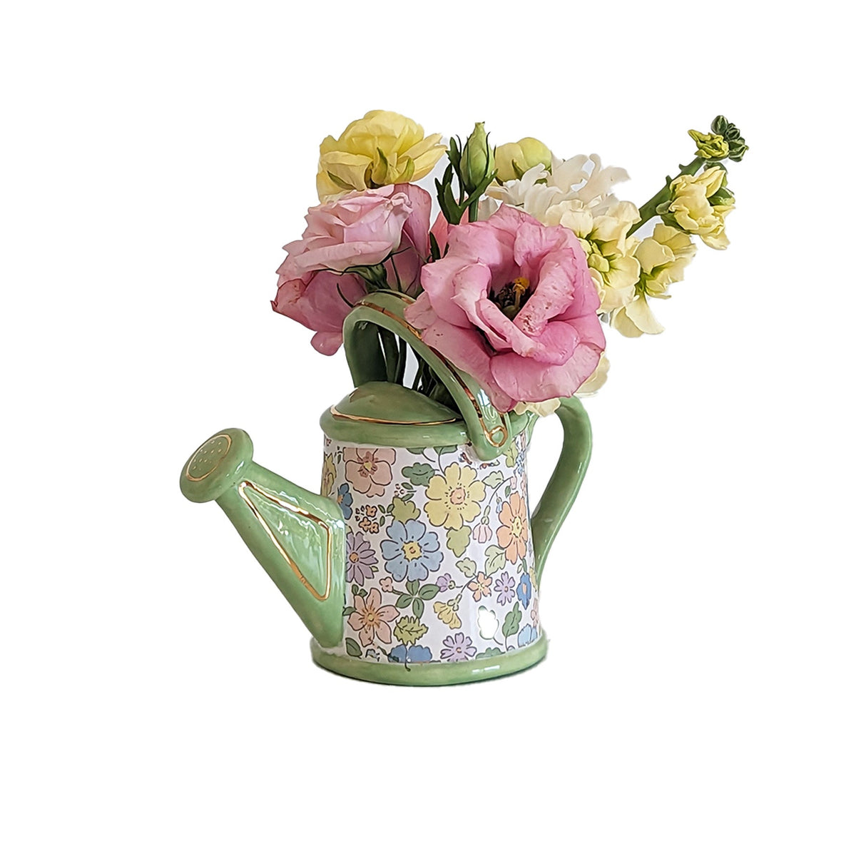 Flower Field Watering Can Bud Vase