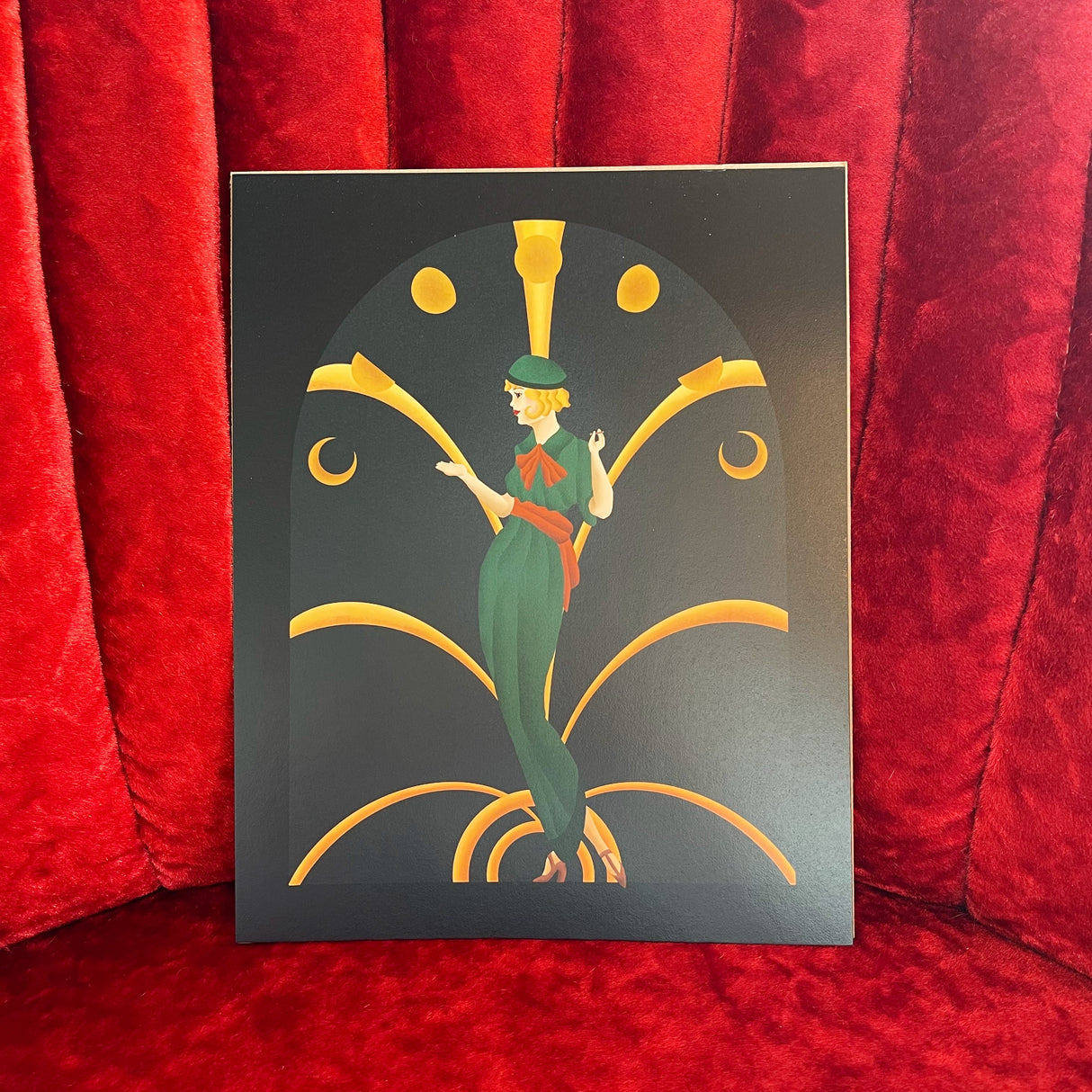 Art Deco Lady with Moon Phases Print | Jillian Selene Art