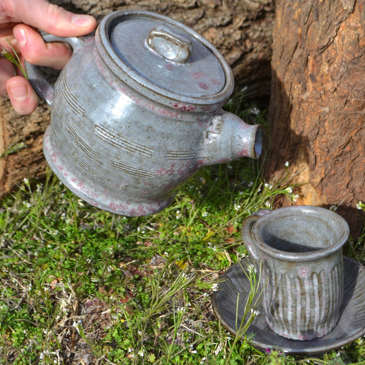 Cup and Textured Saucer | Panther Pots by Joseph Clayton