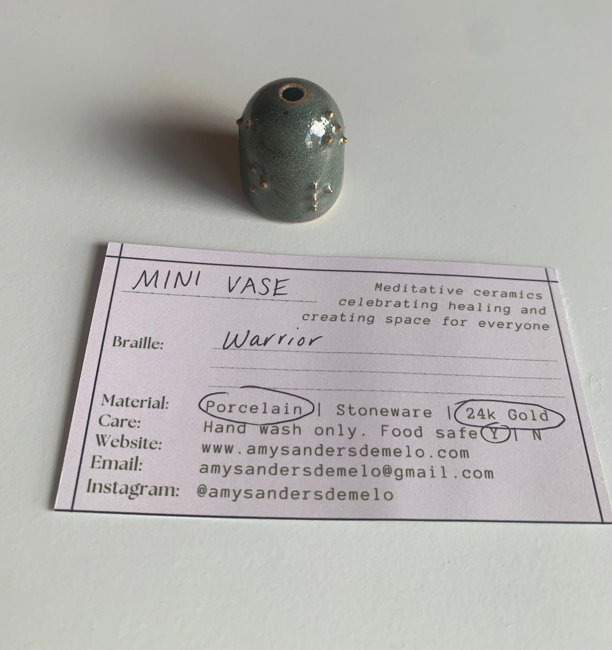 Miniature Meditation Vase "Warrior" | Amy Sanders de Melo