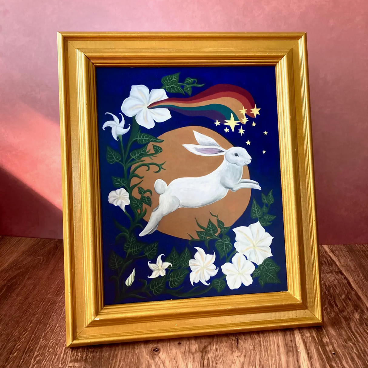 Rabbit, Moon, and Moonflower Art Print | Jillian Selene Art