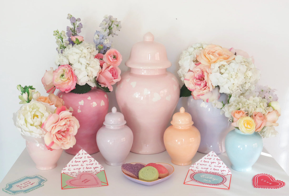 "Love is in the Air" Ginger Jars in Light Lavender