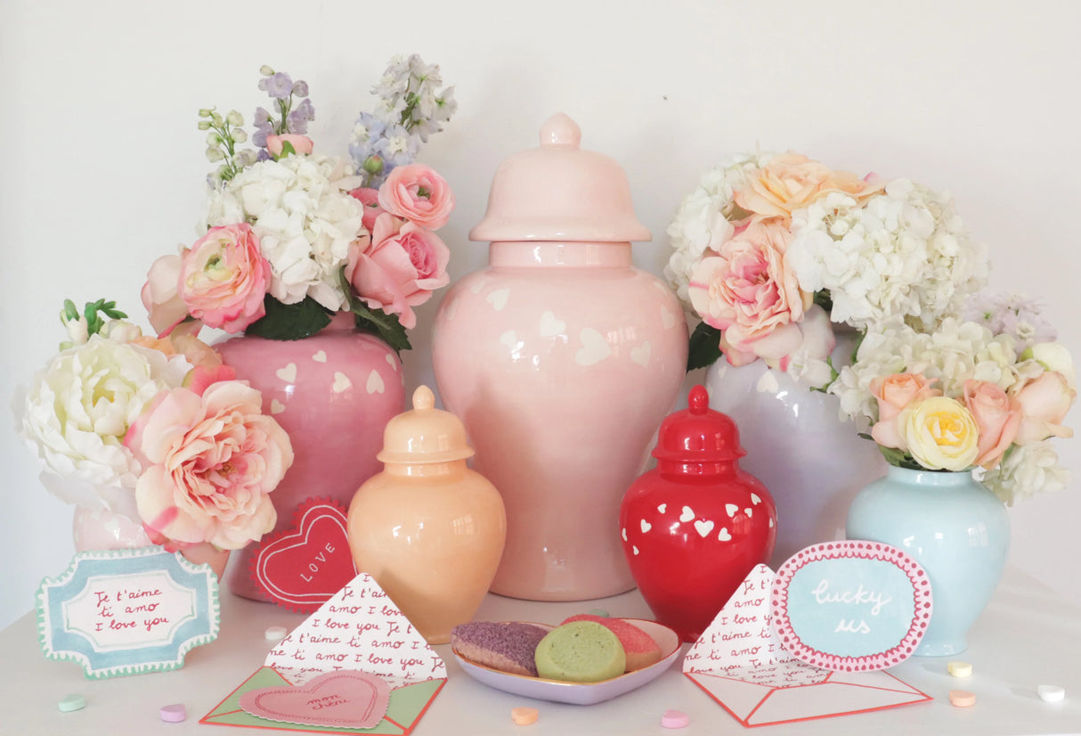 "Love is in the Air" Ginger Jars in Red