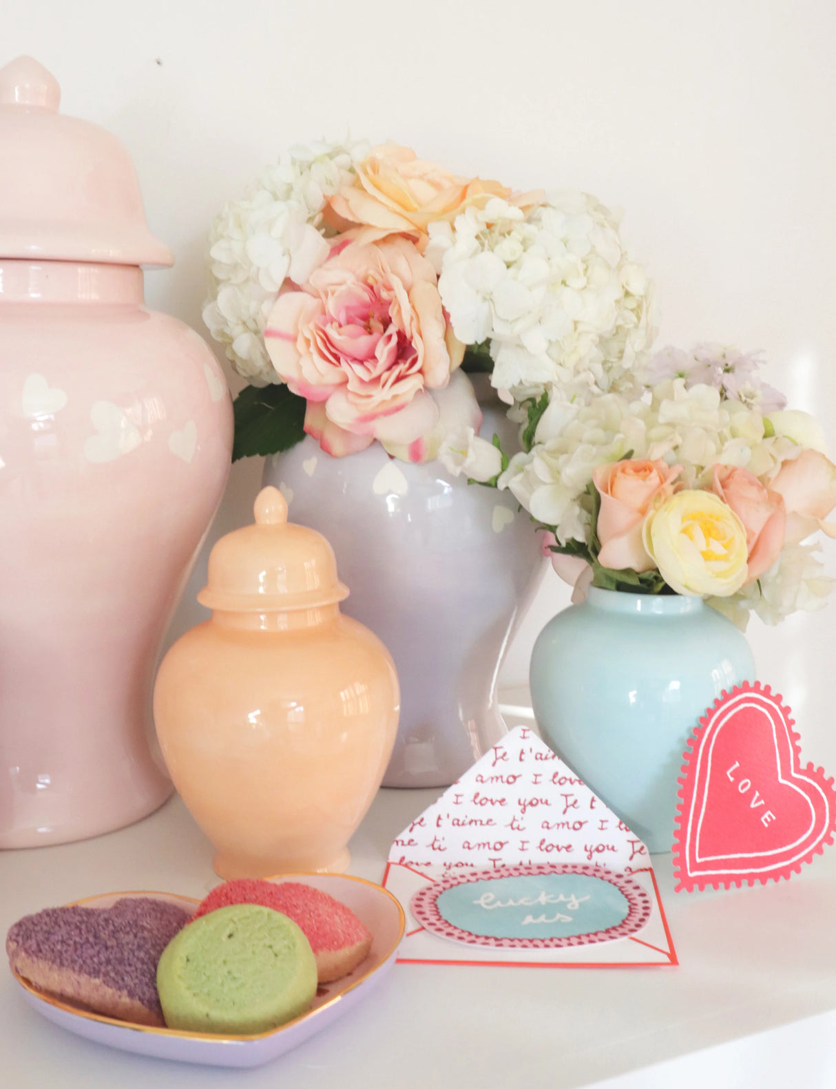 "Love is in the Air" Ginger Jars in Light Lavender