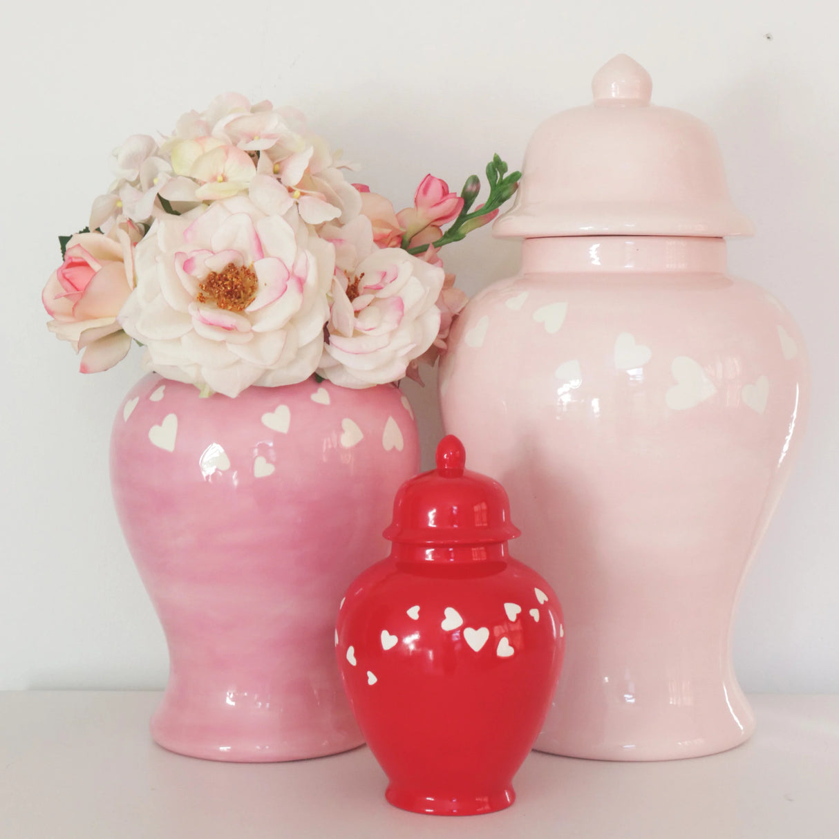 "Love is in the Air" Ginger Jars in Red
