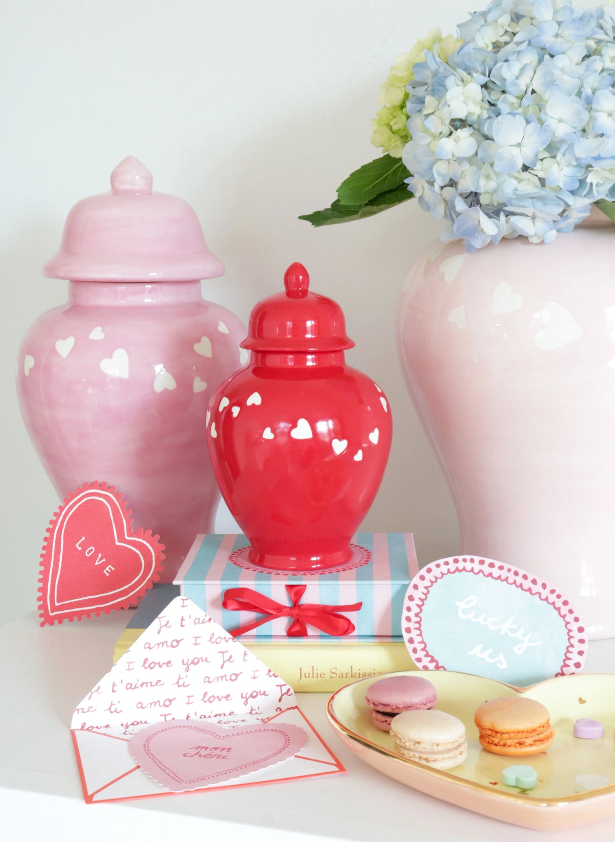 "Love is in the Air" Ginger Jars in Red