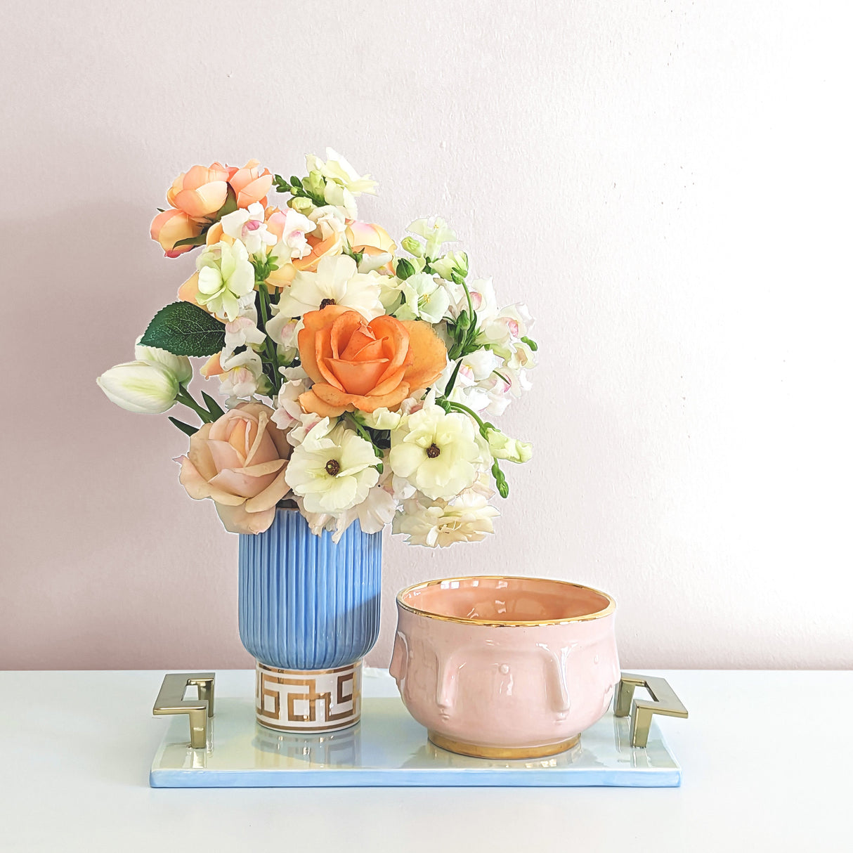 Face Vase with 22K Gold Accent