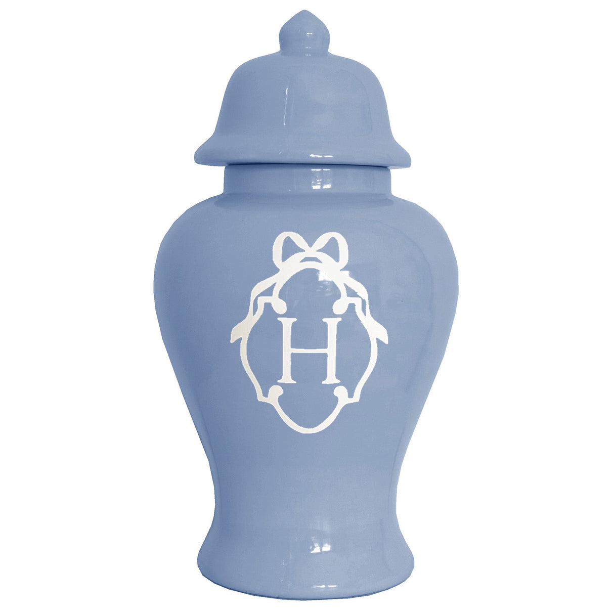 Bow Monogram Ginger Jars in French Blue