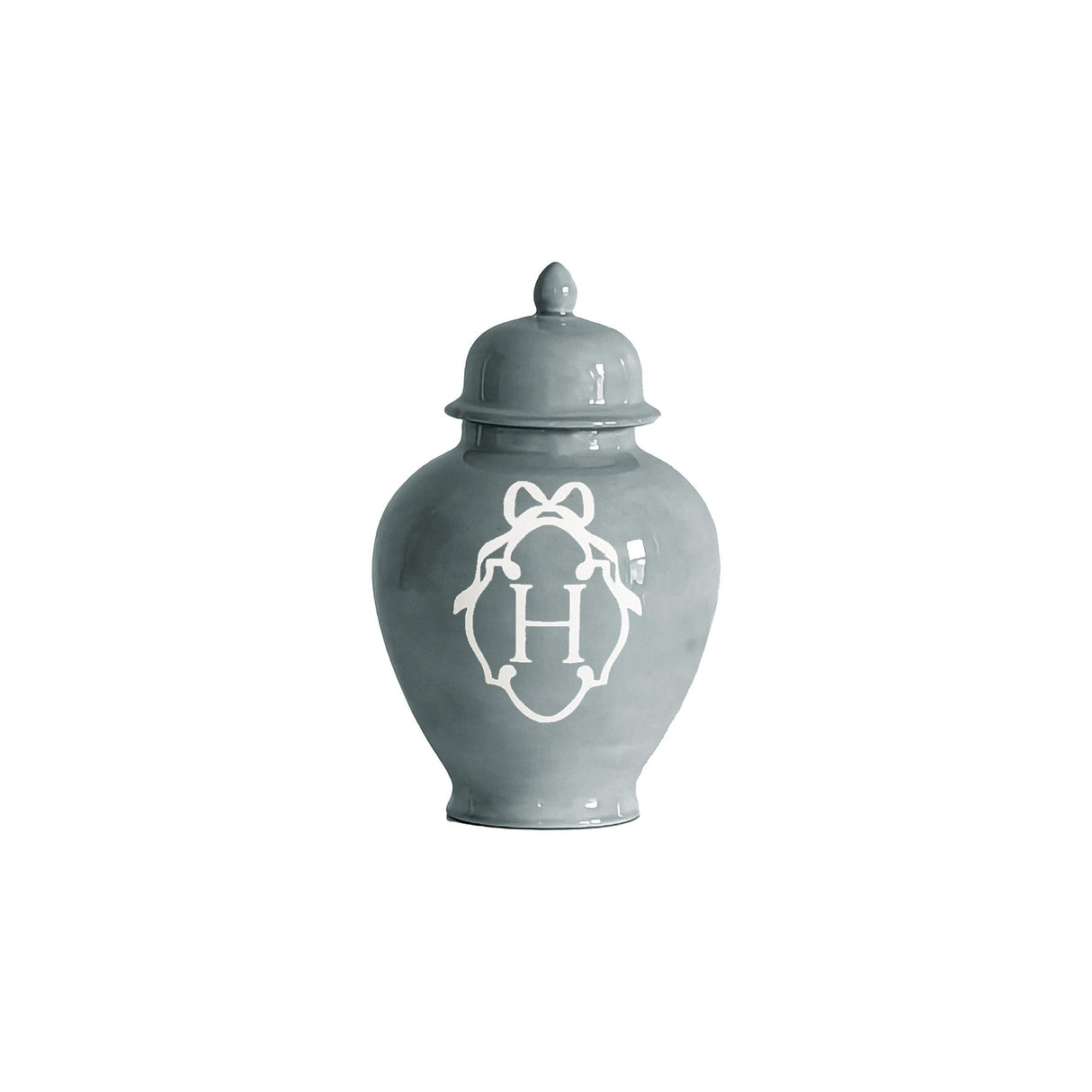 Bow Monogram Ginger Jars in Lamb's Ear
