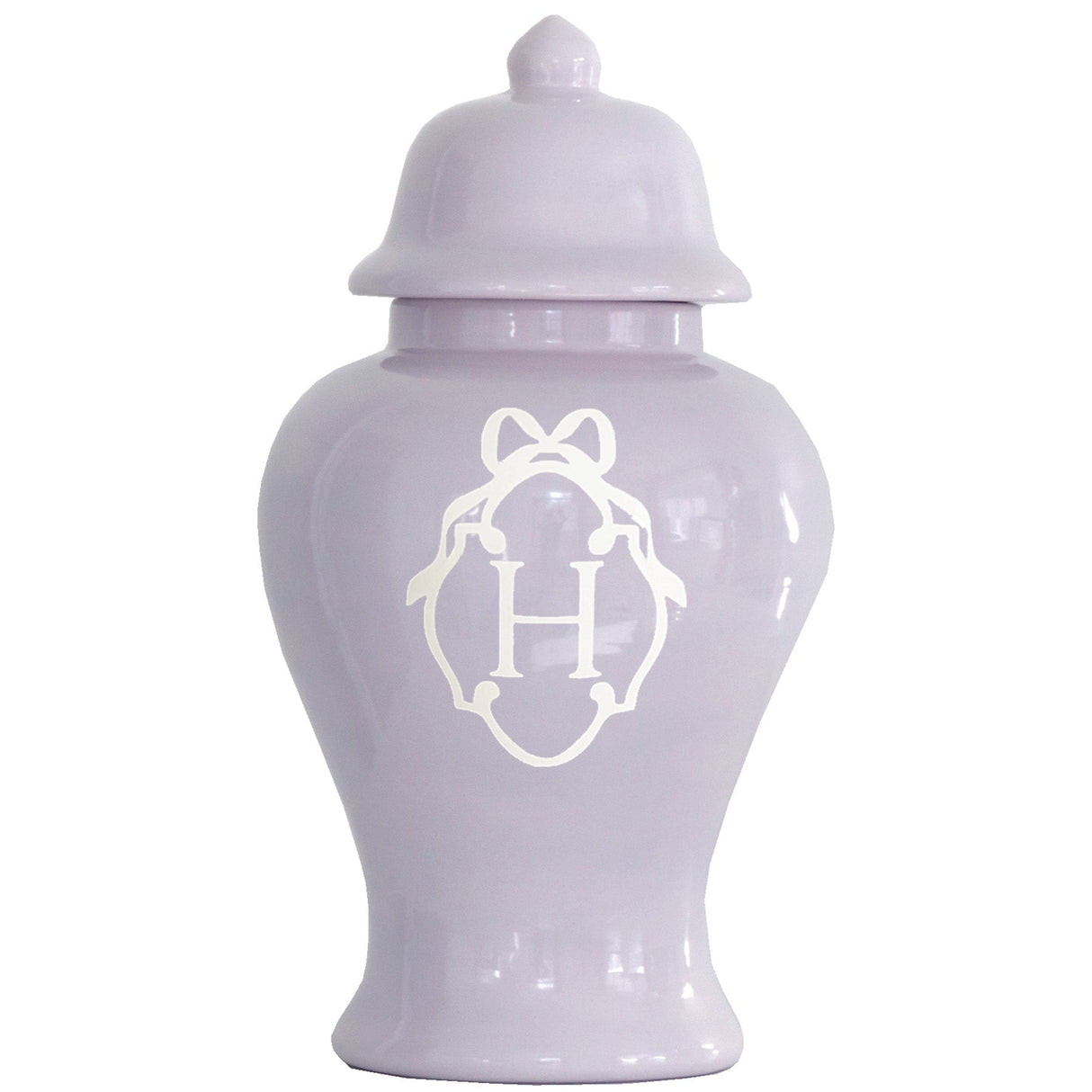 Bow Monogram Ginger Jars in Light Lavender