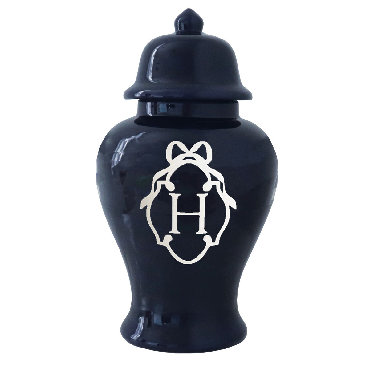 Bow Monogram Ginger Jars in Navy Blue