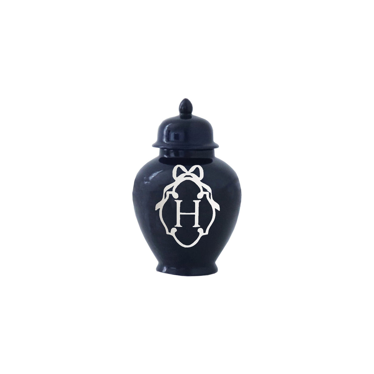 Bow Monogram Ginger Jars in Navy Blue