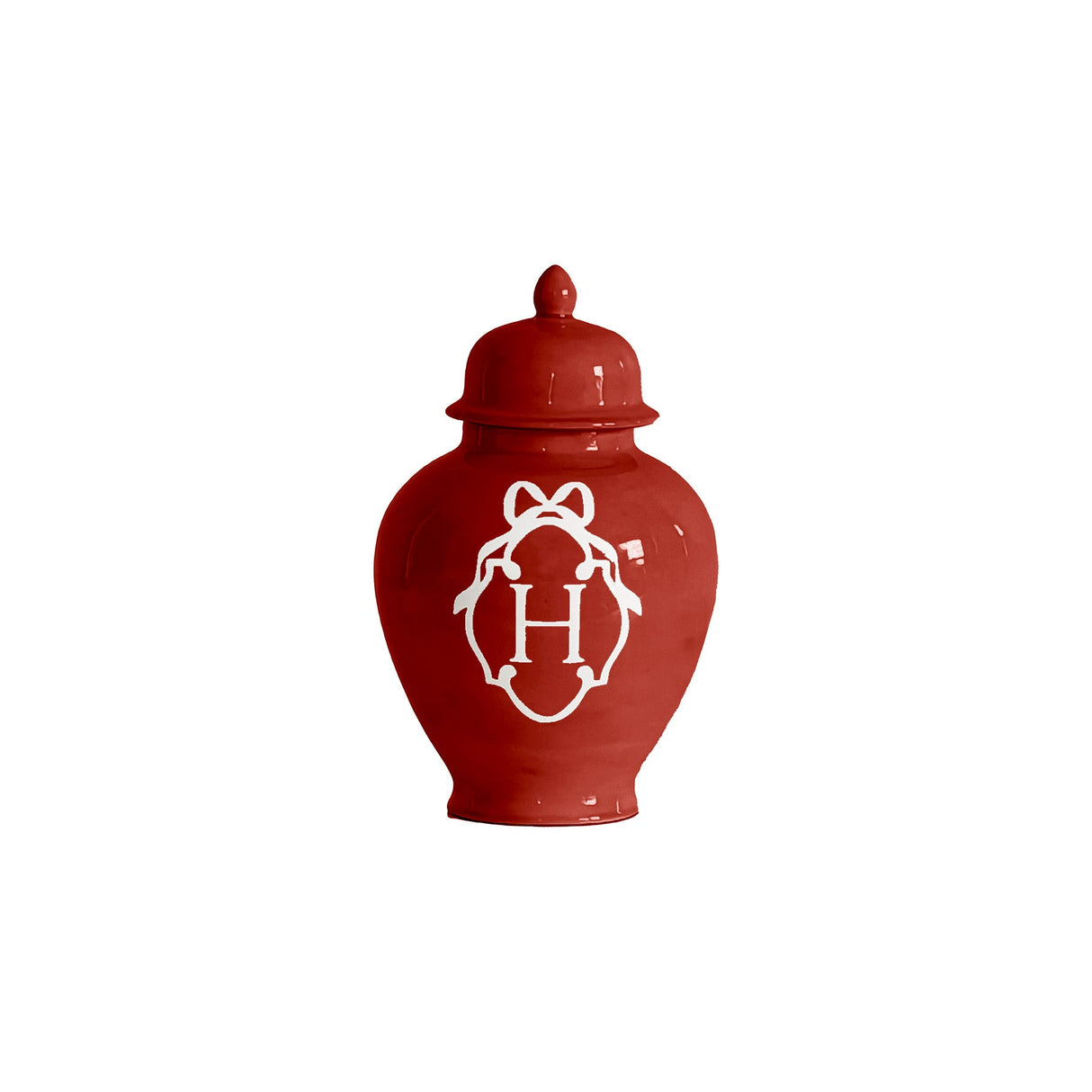 Bow Monogram Ginger Jars in Red