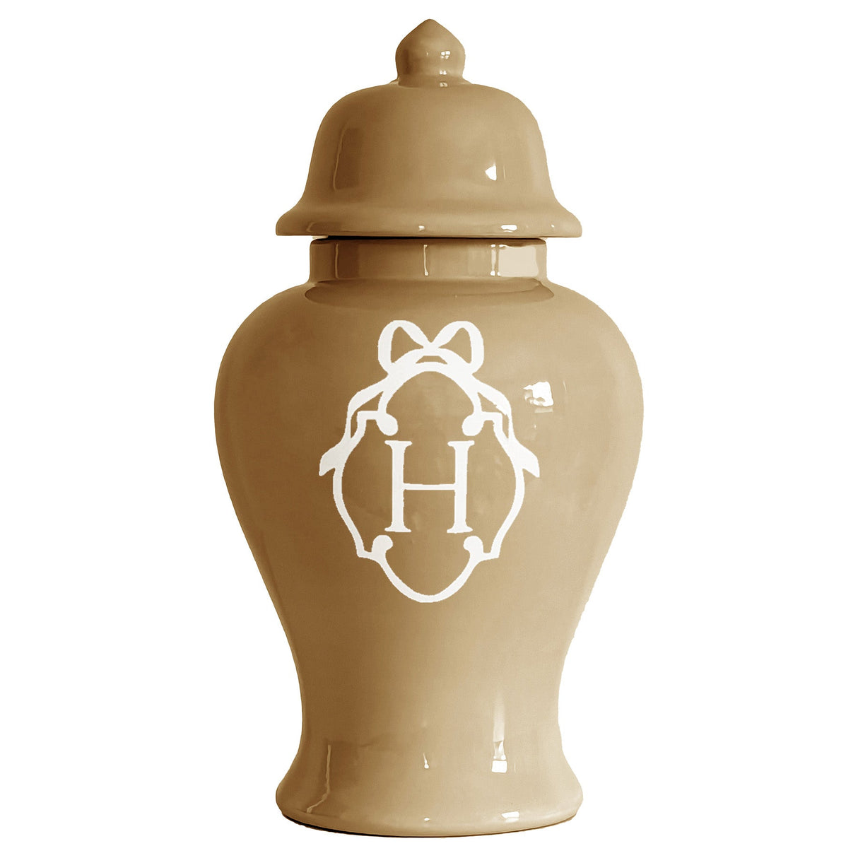 Bow Monogram Ginger Jars in Sand