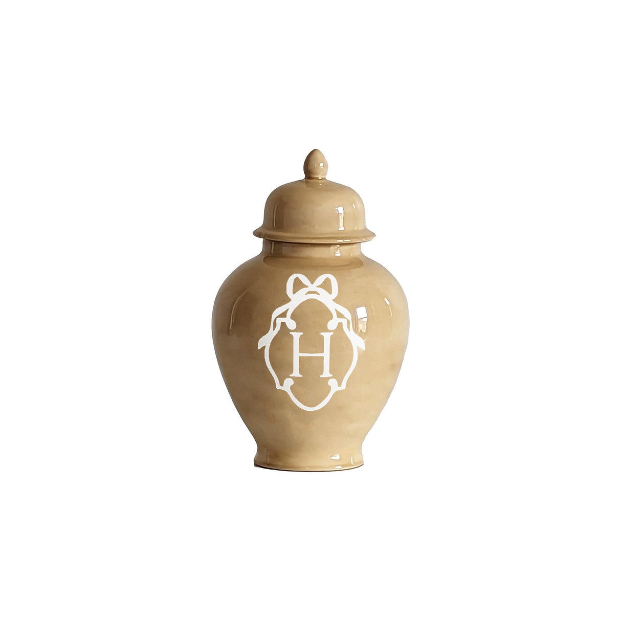 Bow Monogram Ginger Jars in Sand