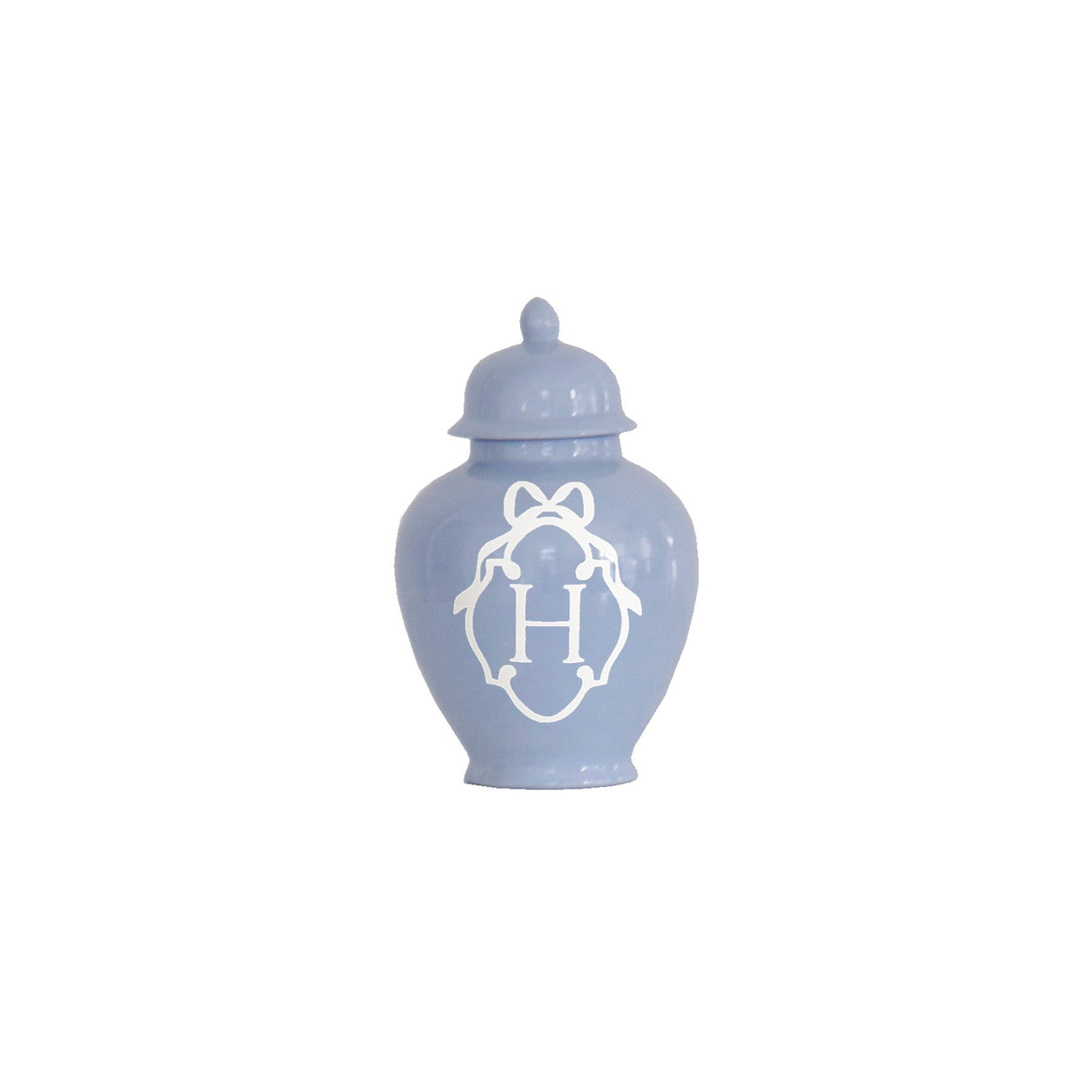 Bow Monogram Ginger Jars in Serenity Blue