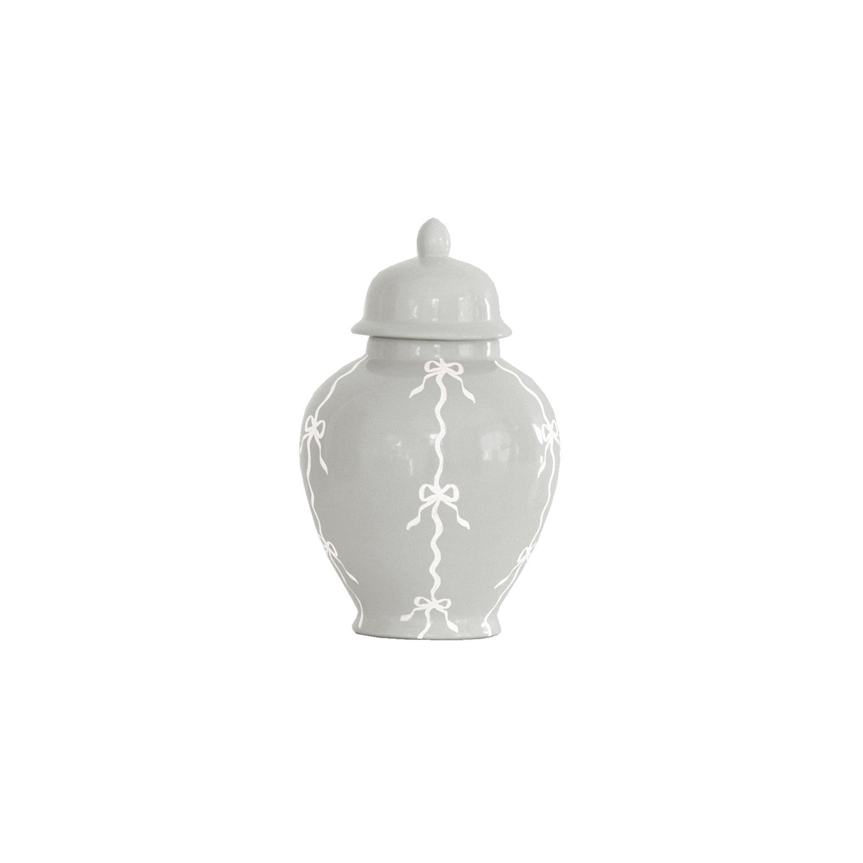 Bow Stripe Ginger Jars in Light Gray