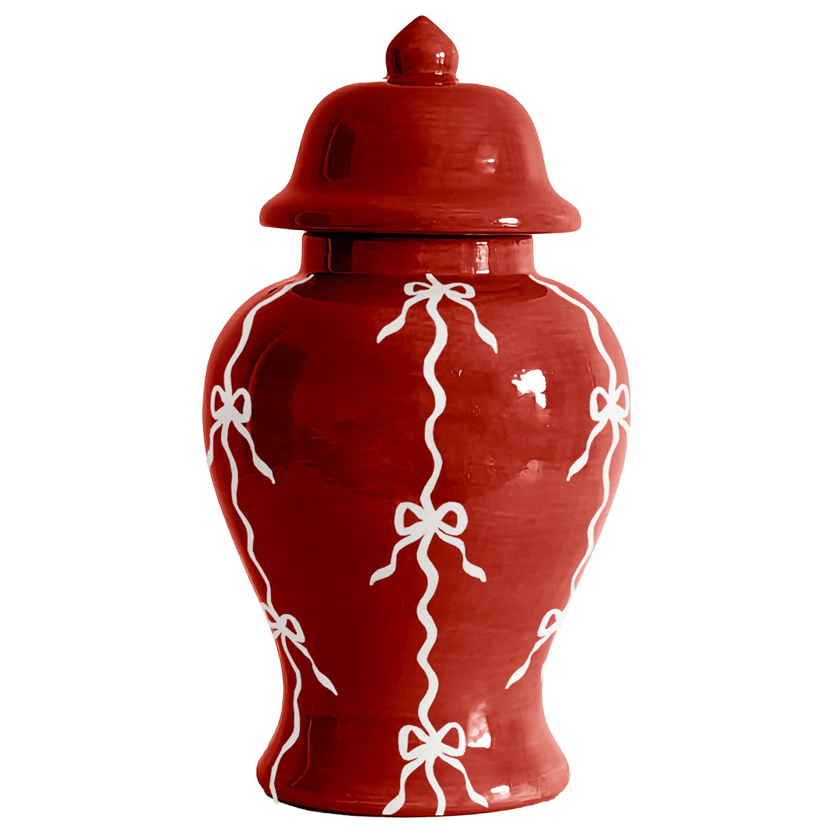 Bow Stripe Ginger Jars in Red