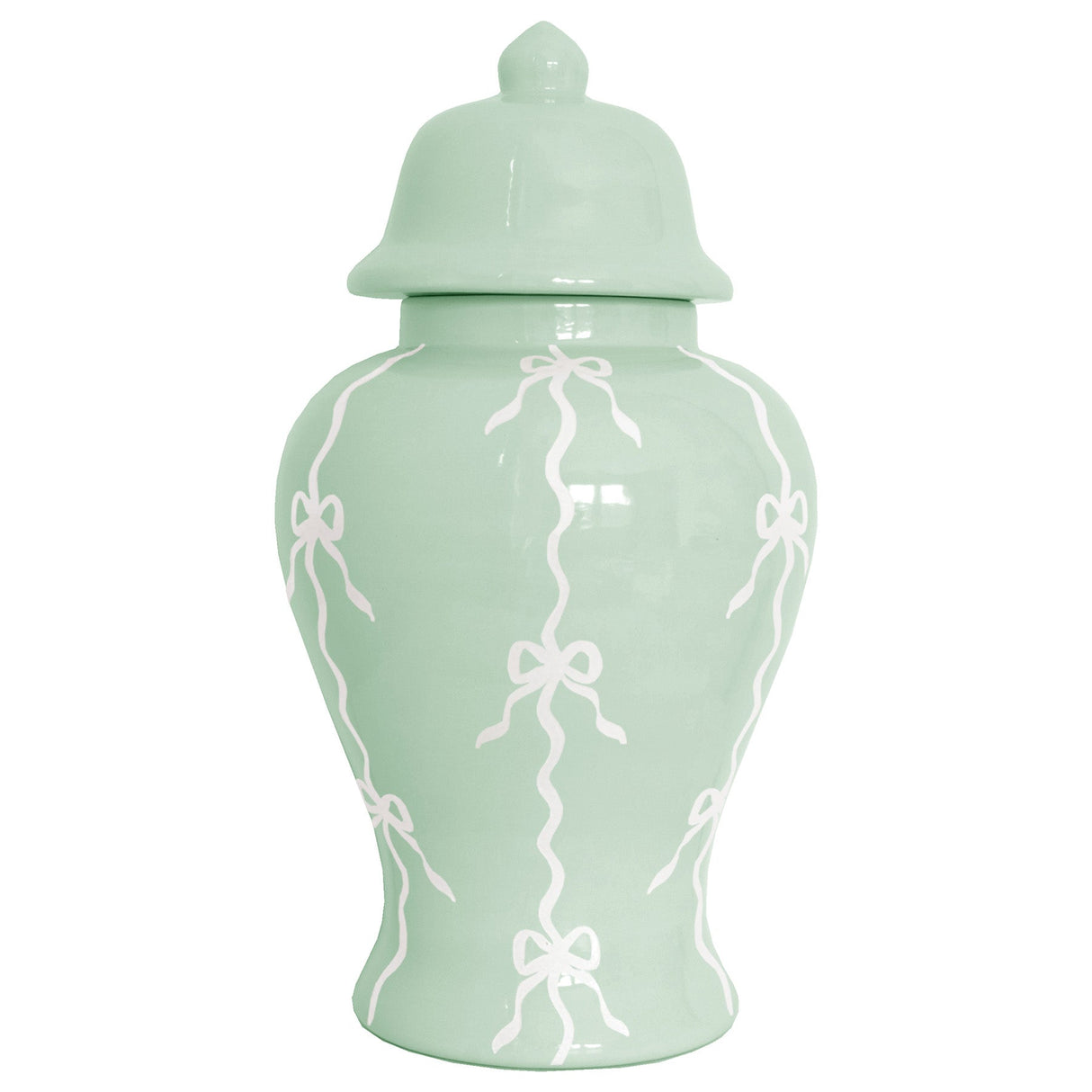 Bow Stripe Ginger Jars in Sea Glass