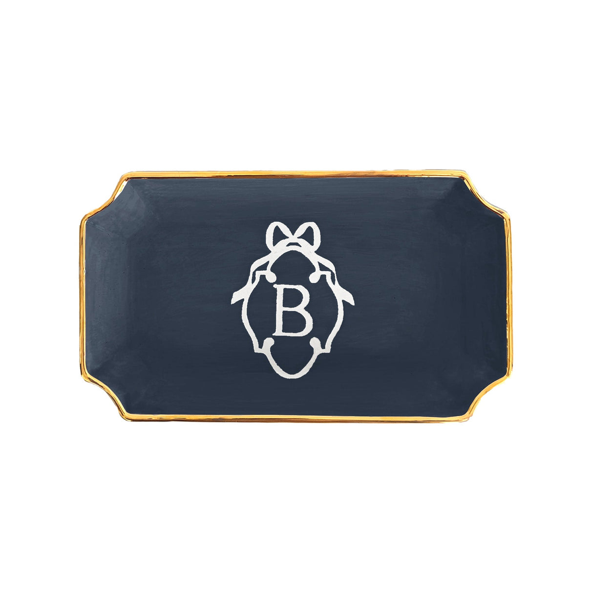 Bow Monogram Trays with 22K Gold Accent