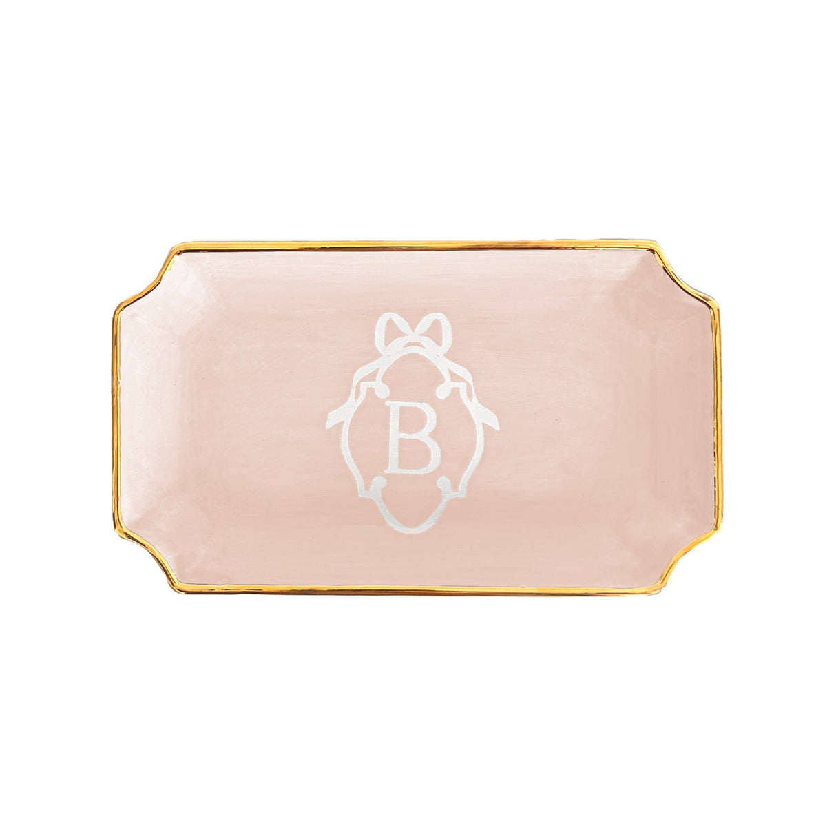 Bow Monogram Trays with 22K Gold Accent
