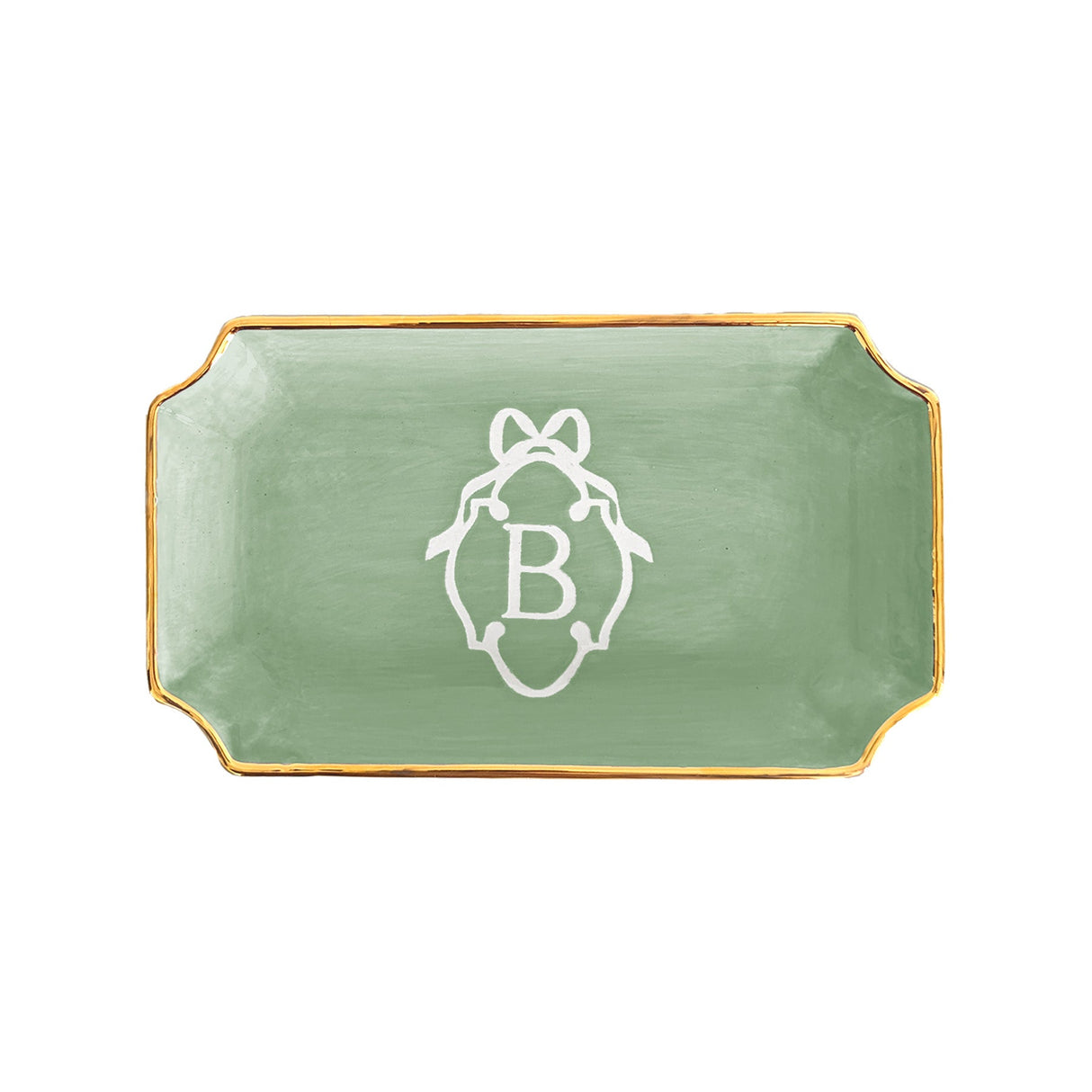 Bow Monogram Trays with 22K Gold Accent