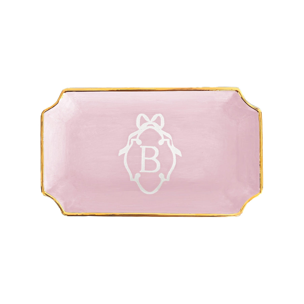 Bow Monogram Trays with 22K Gold Accent