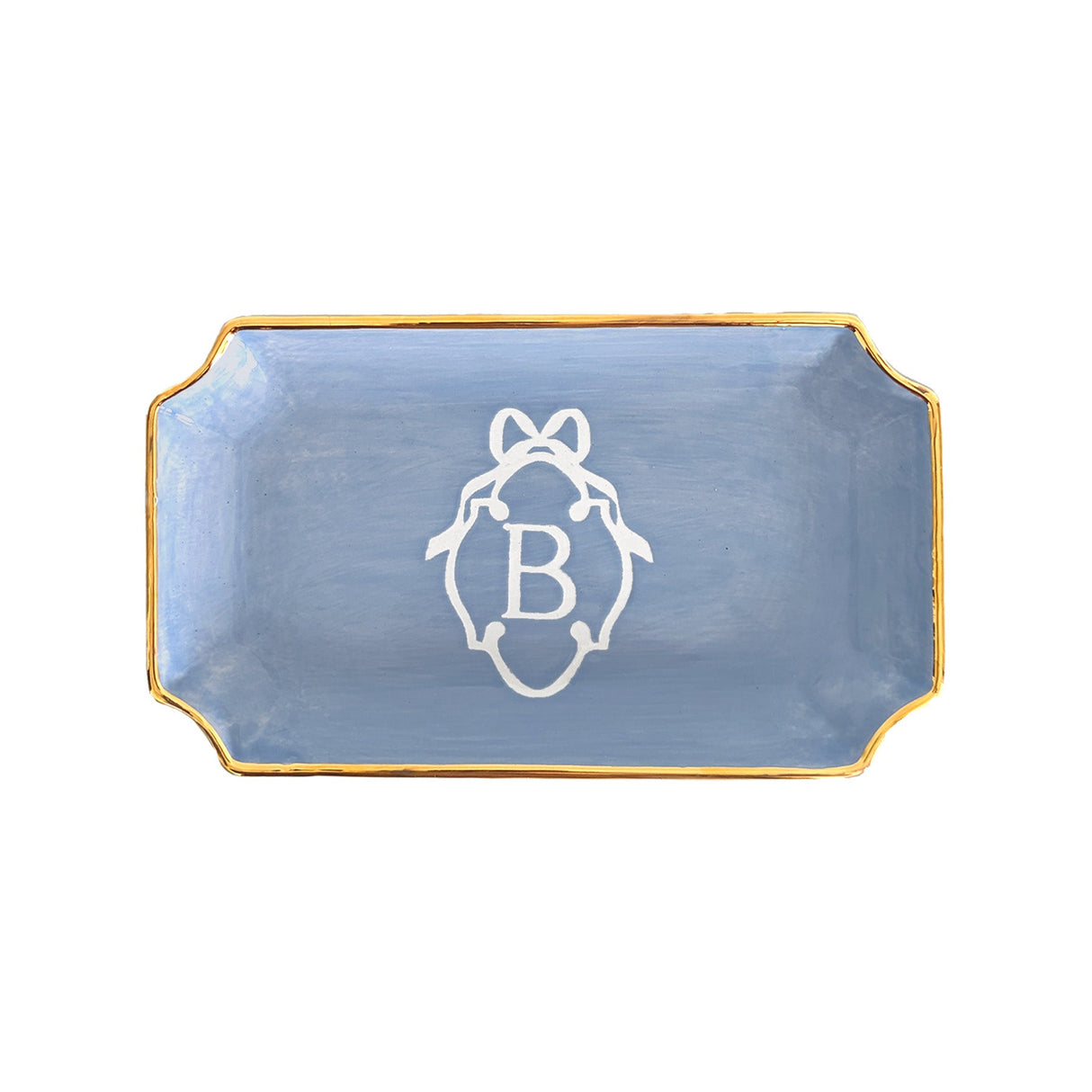 Bow Monogram Trays with 22K Gold Accent