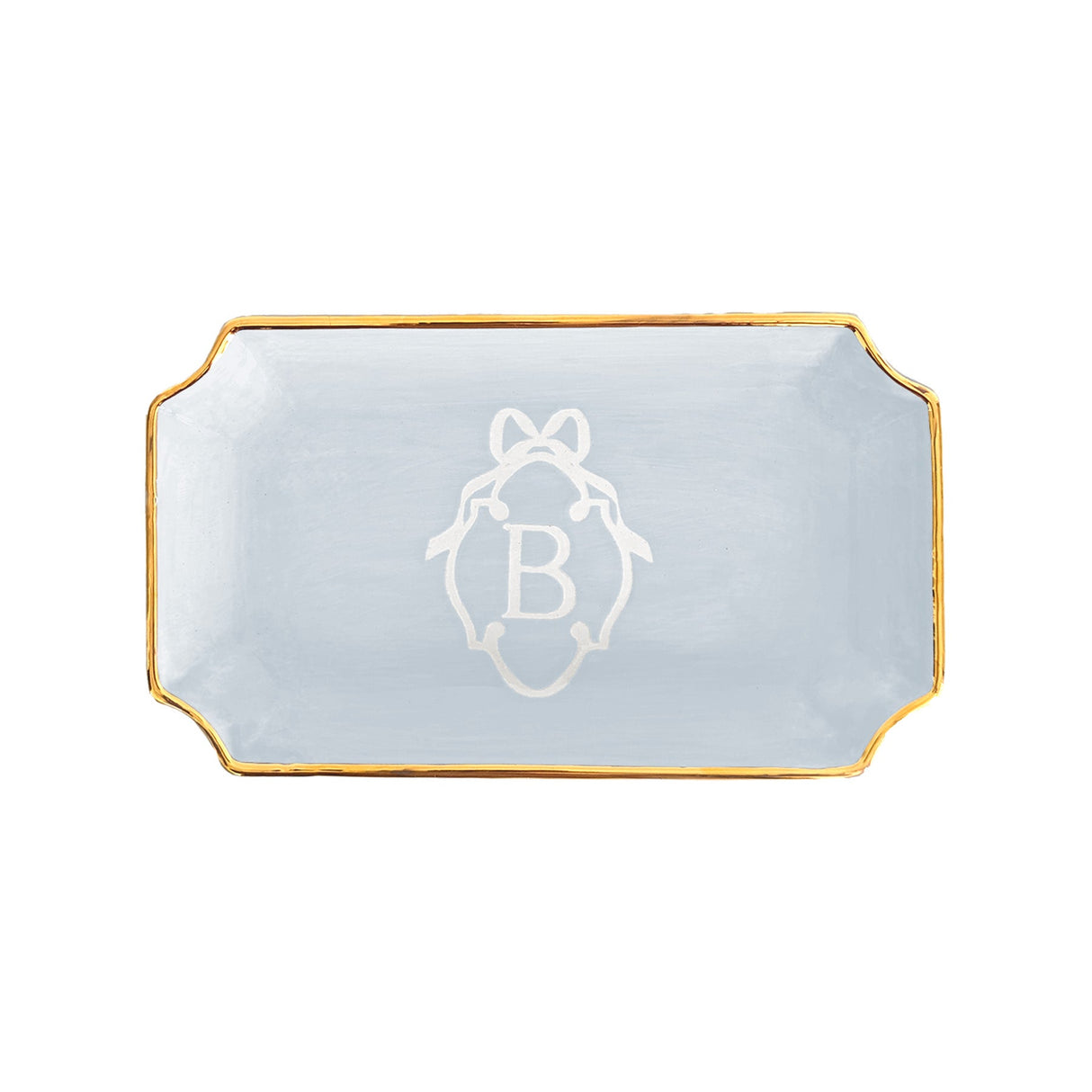 Bow Monogram Trays with 22K Gold Accent