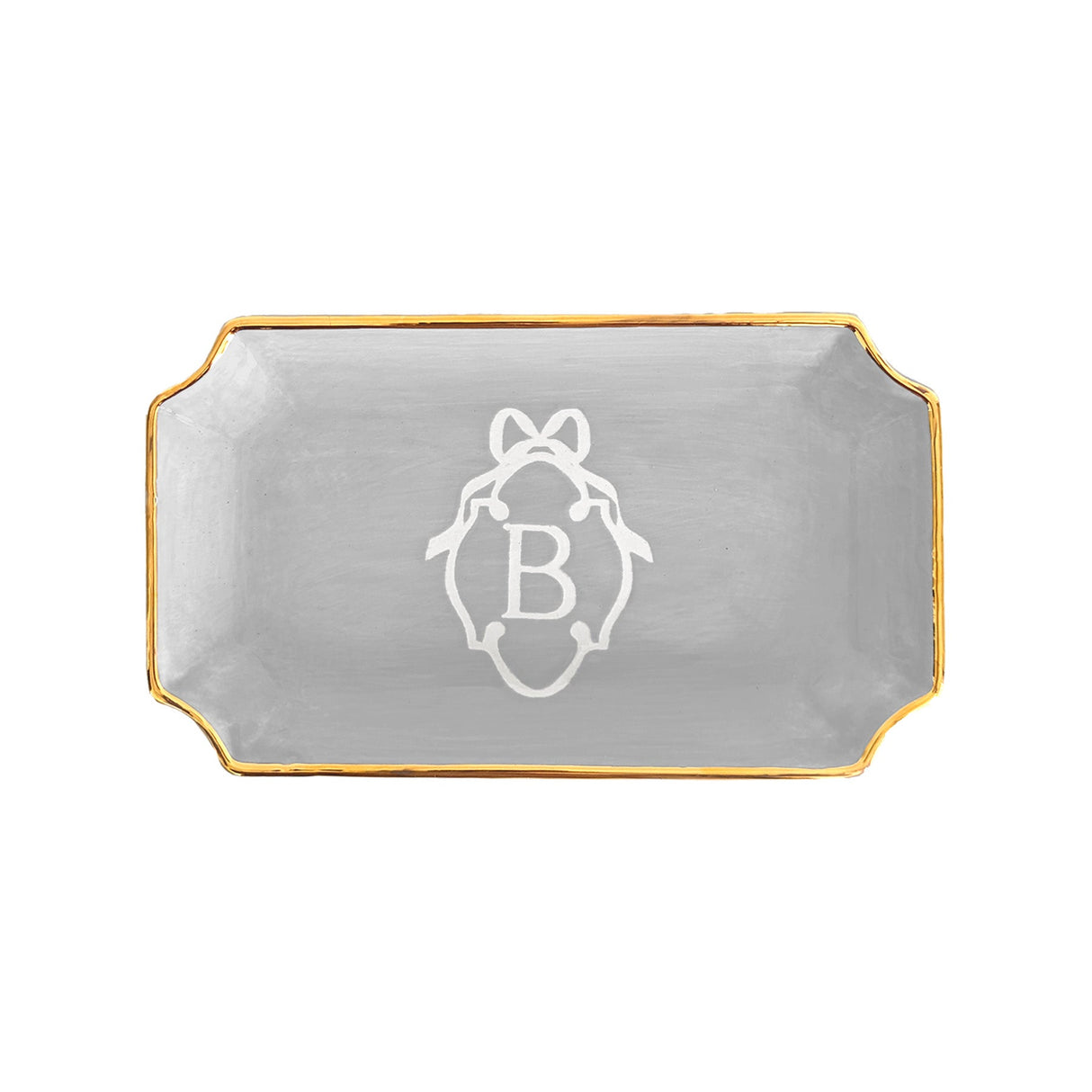 Bow Monogram Trays with 22K Gold Accent