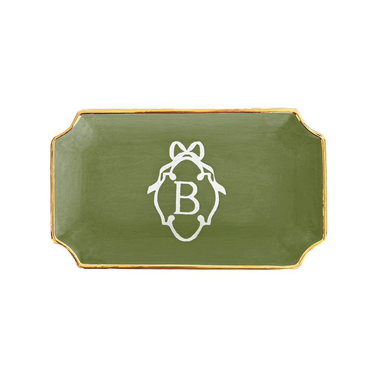 Bow Monogram Trays with 22K Gold Accent