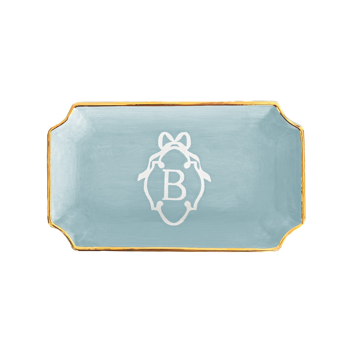 Bow Monogram Trays with 22K Gold Accent