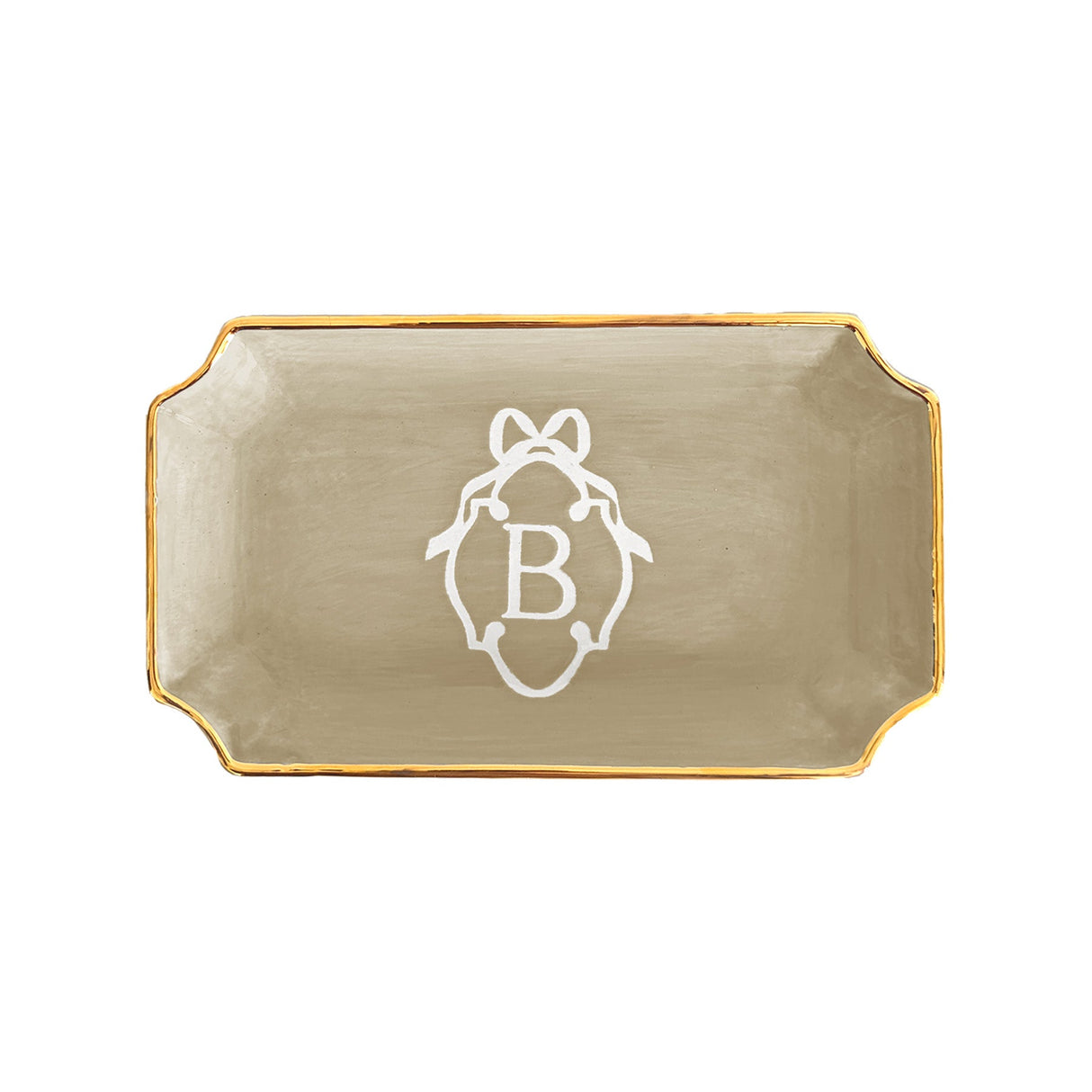 Bow Monogram Trays with 22K Gold Accent