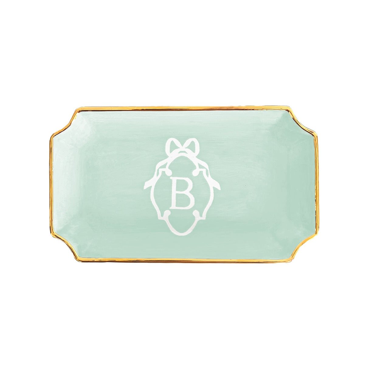Bow Monogram Trays with 22K Gold Accent