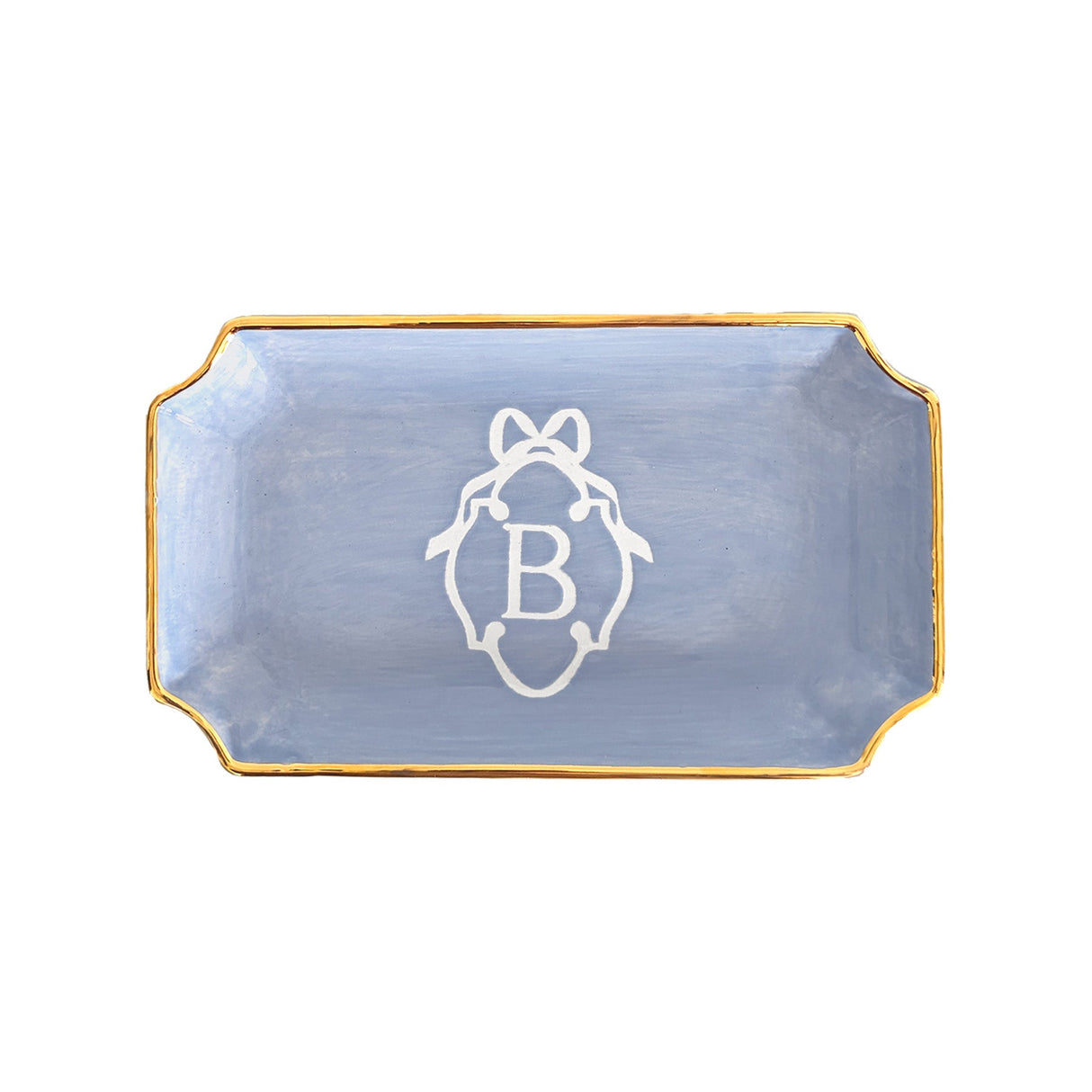 Bow Monogram Trays with 22K Gold Accent