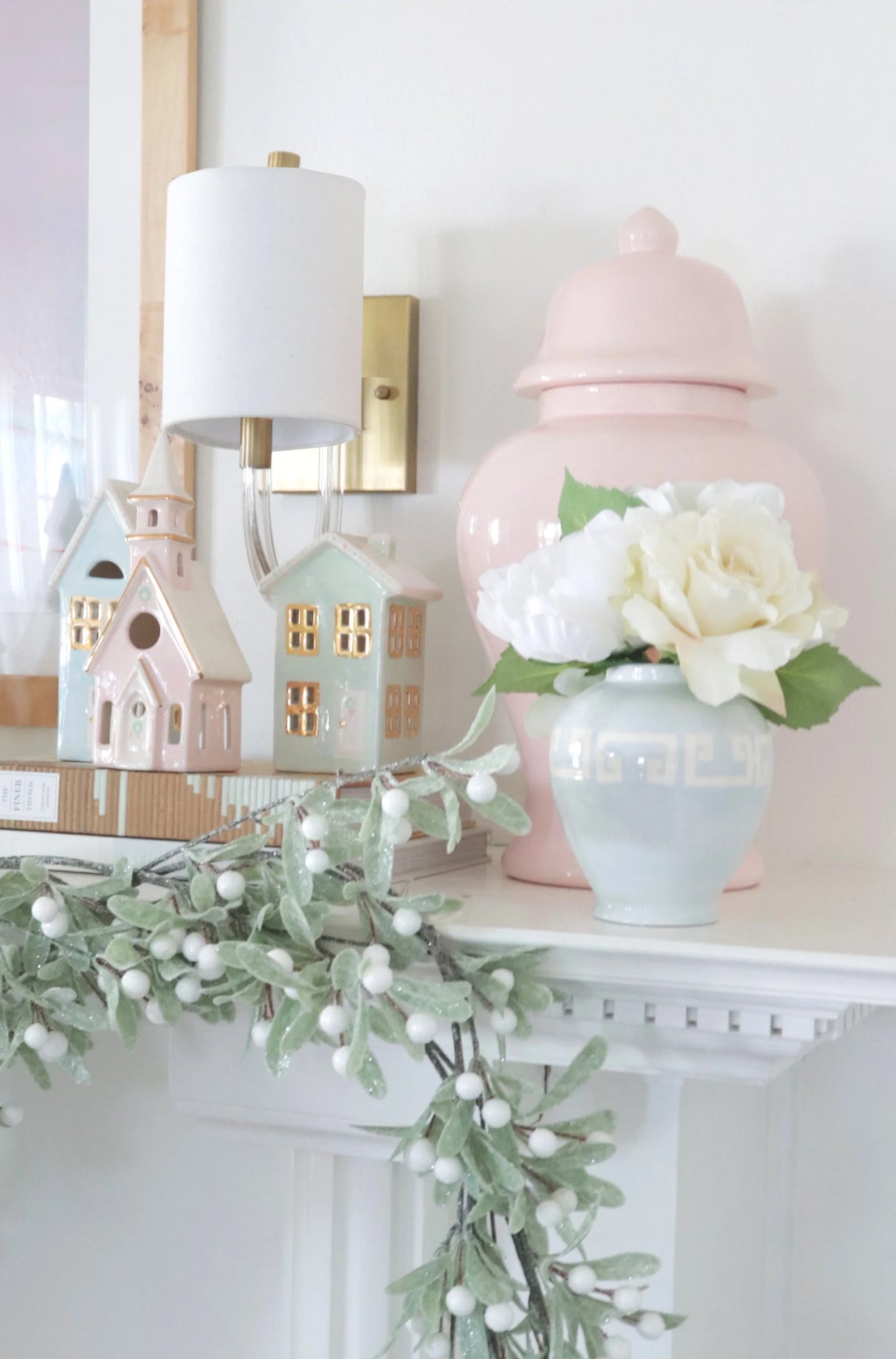 Pastel Christmas Village 3-Piece Set with 22K Gold Accents | Wholesale