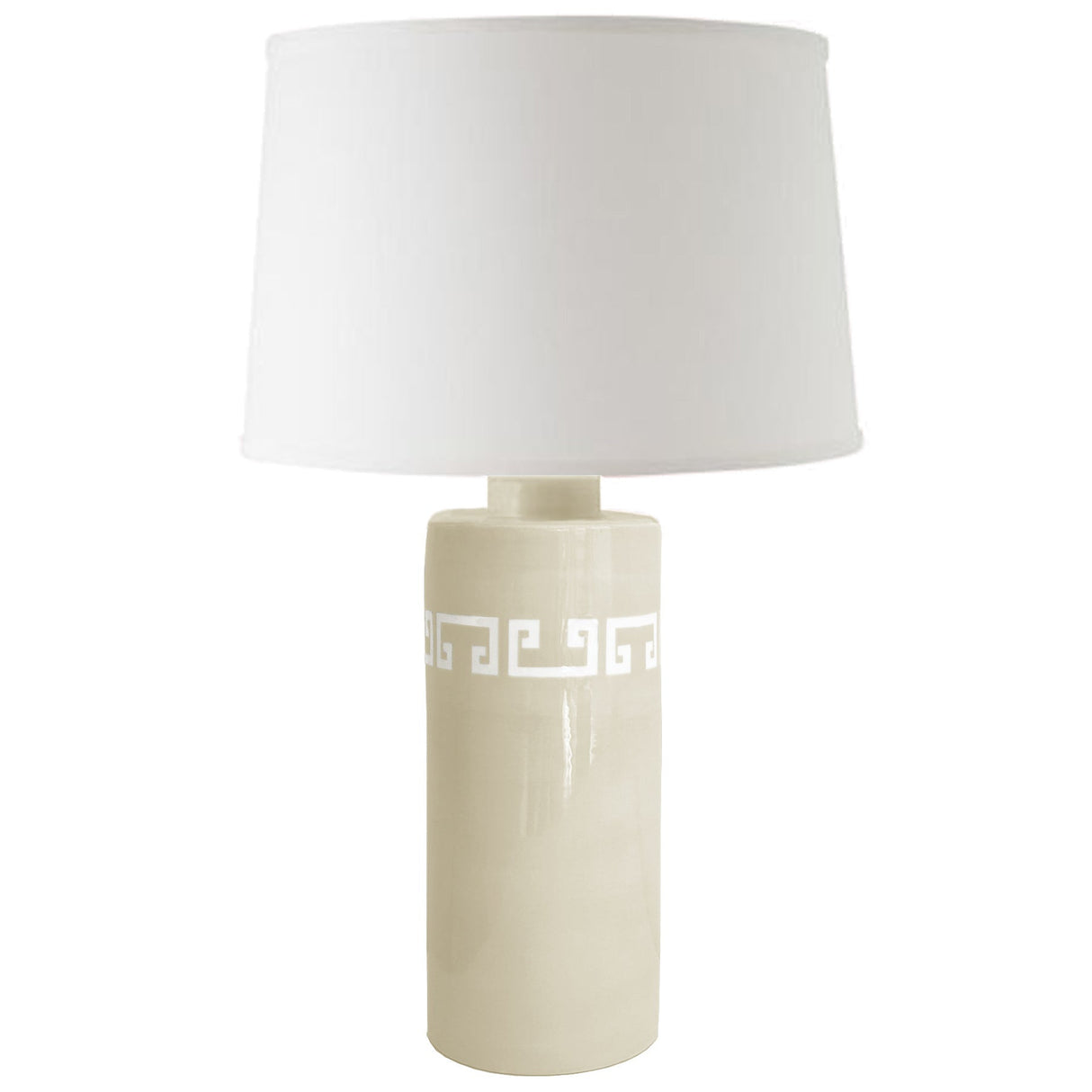 Beige Greek Key Column Lamp